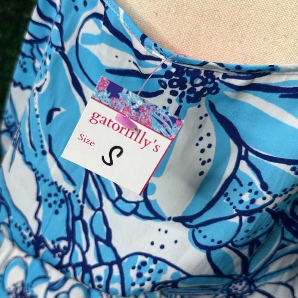 NWT Lilly Pulitzer Deanna Romper Succulent Blue Pop Up Coronado Crab Sz S - Picture 6 of 8